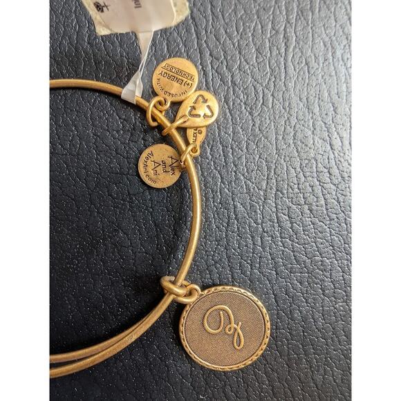 Alex and Ani Gold Bangle Bracelet Set of 2 – Rare Chain-Link + Initial "J" – NWT - Picture 6 of 6